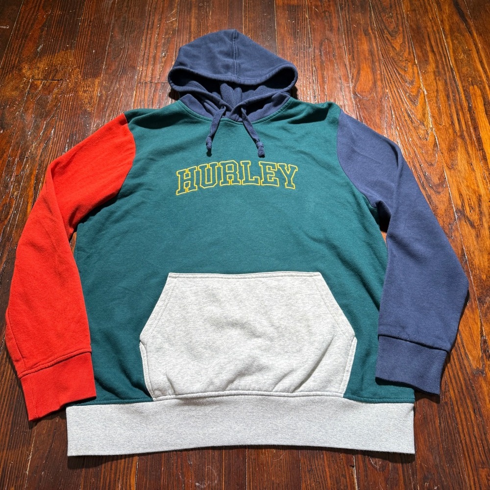 Hurley Sweatshirt Mens XL Colorblock Dropout Graduation Day Hoodie Y2K 90s